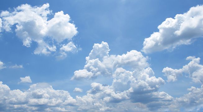White clouds in a blue sky