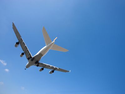 Airbus A380 flying in sky
