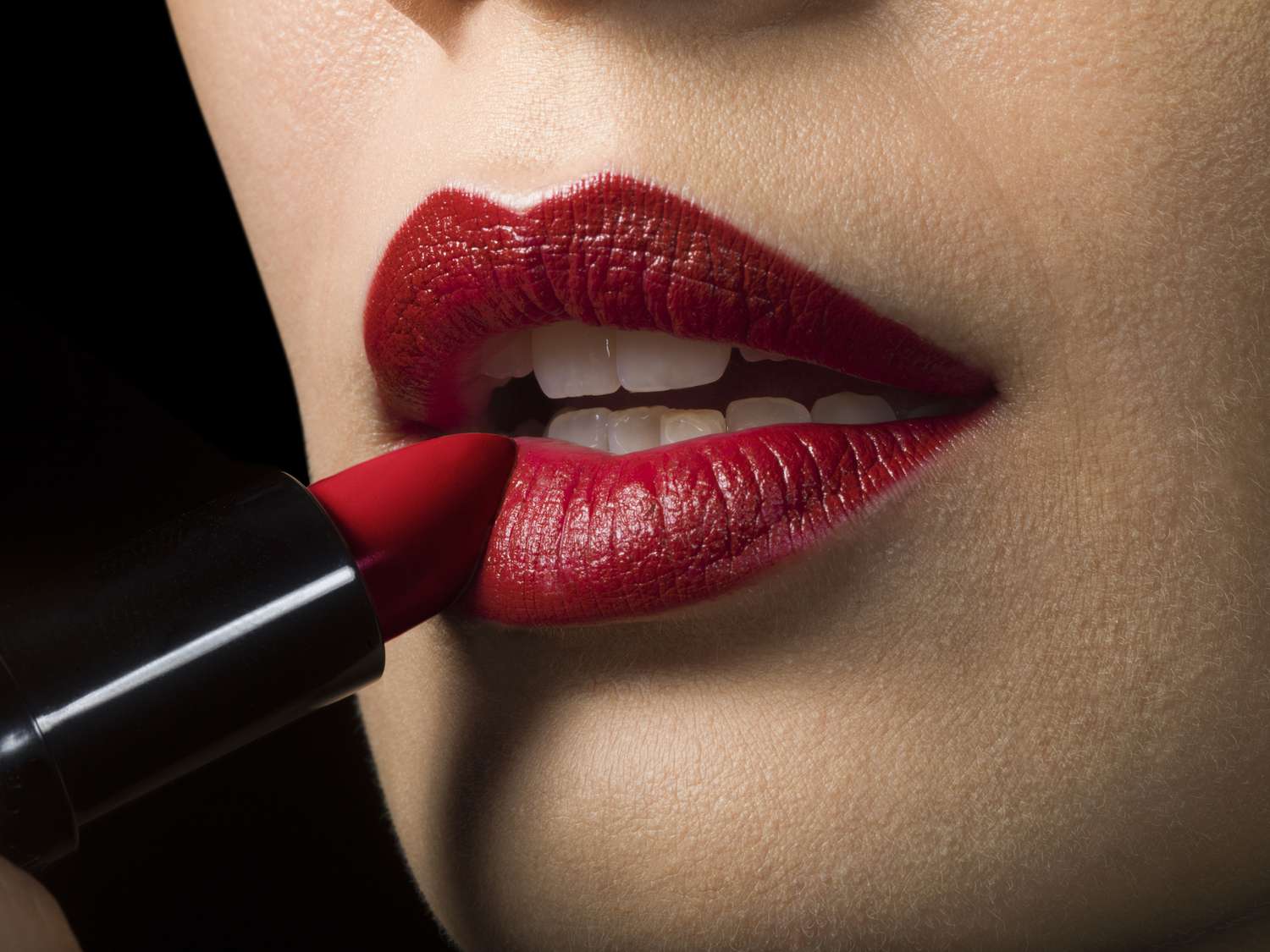 Dark red lipstick