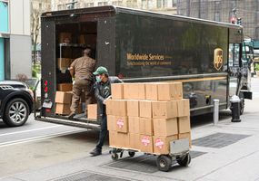 loading UPS truck with boxes