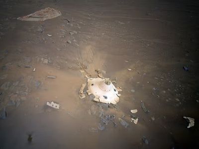 All spacecraft that land on Mars eject equipment â like this protective shell â on their way to the Martian surface. 